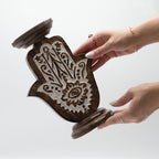 Mango Wood Hamsa Candle Stand - Large 25x18cm
