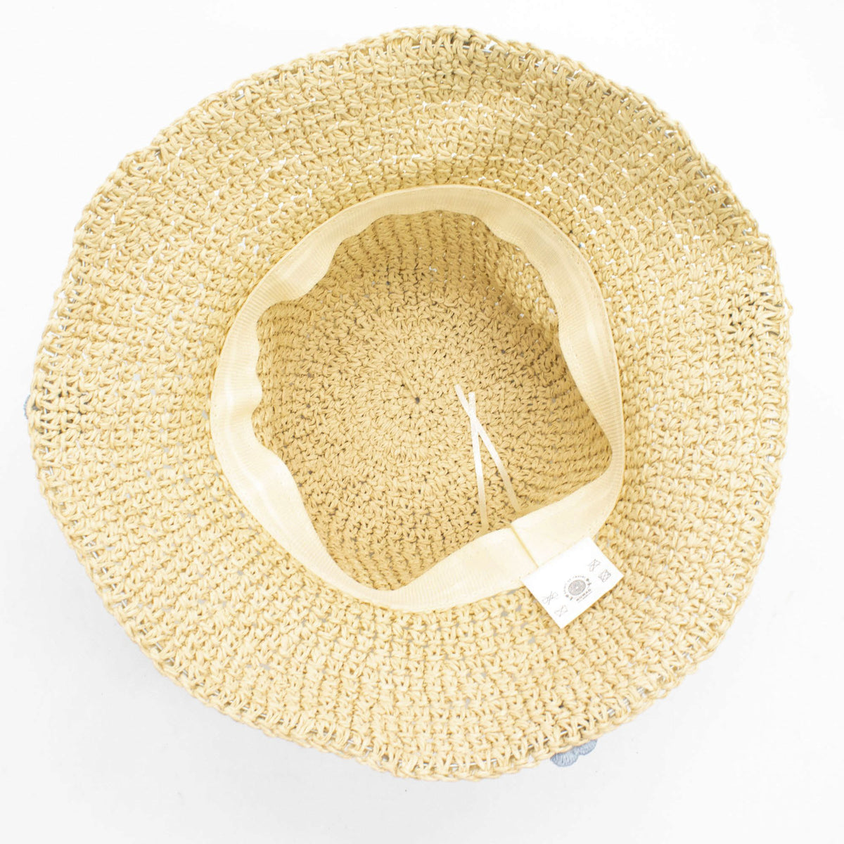 Nomad Sari Floppy Straw Sun Hat - Beige with Blue Flowers – view 4
