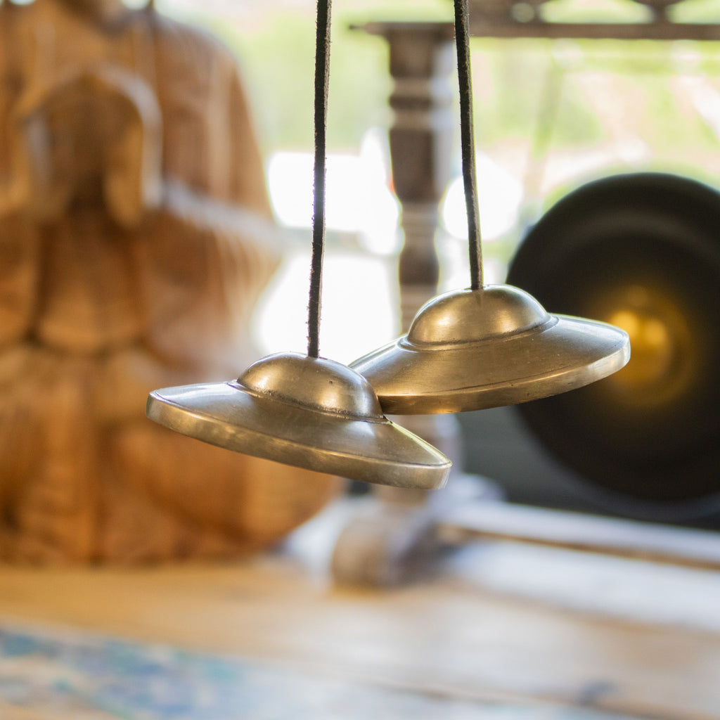 Brass Tibetan Tingsha Bells - Plain Traditional - 7.5cm – view 3