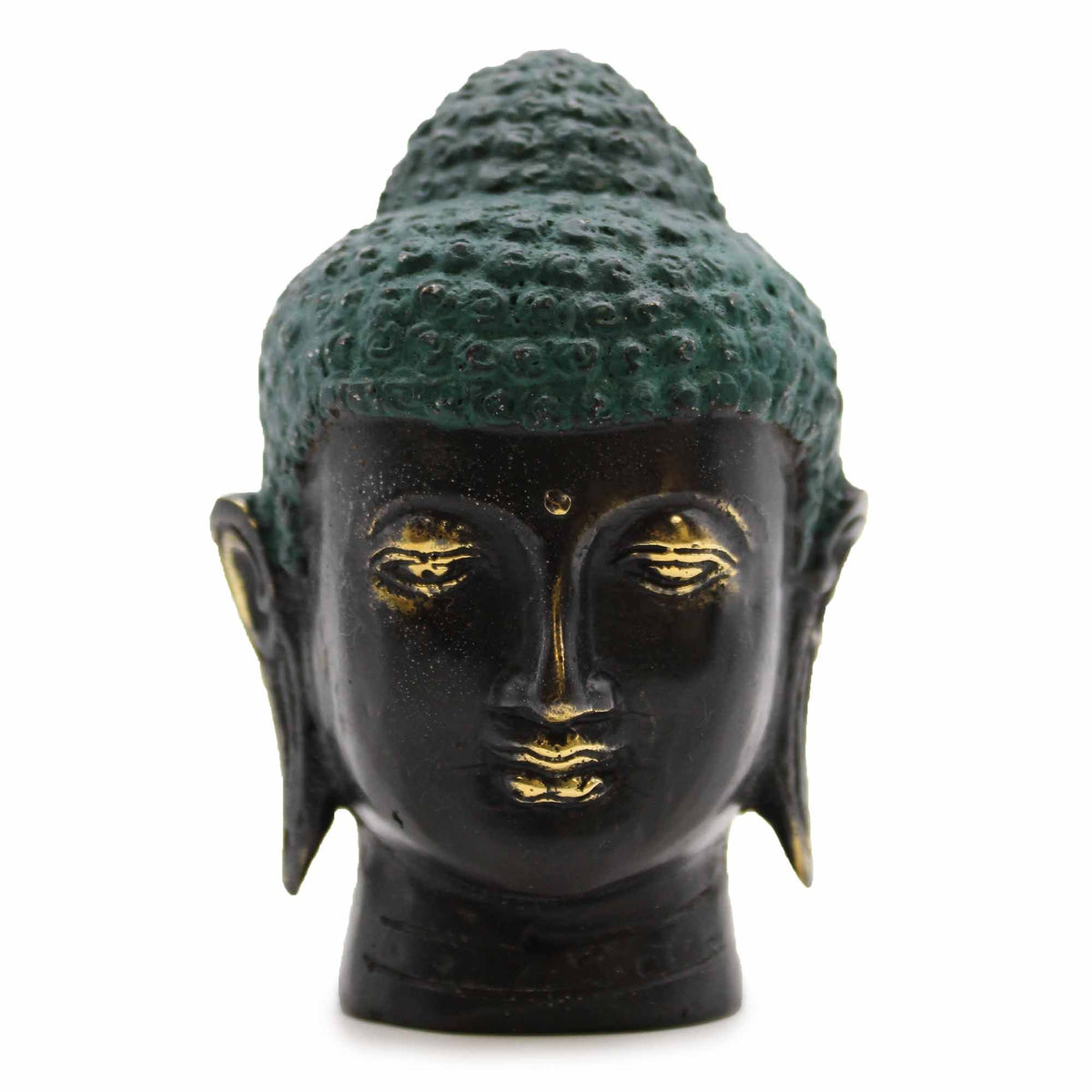 Antique-Finish Brass Buddha Head – Medium – view 2