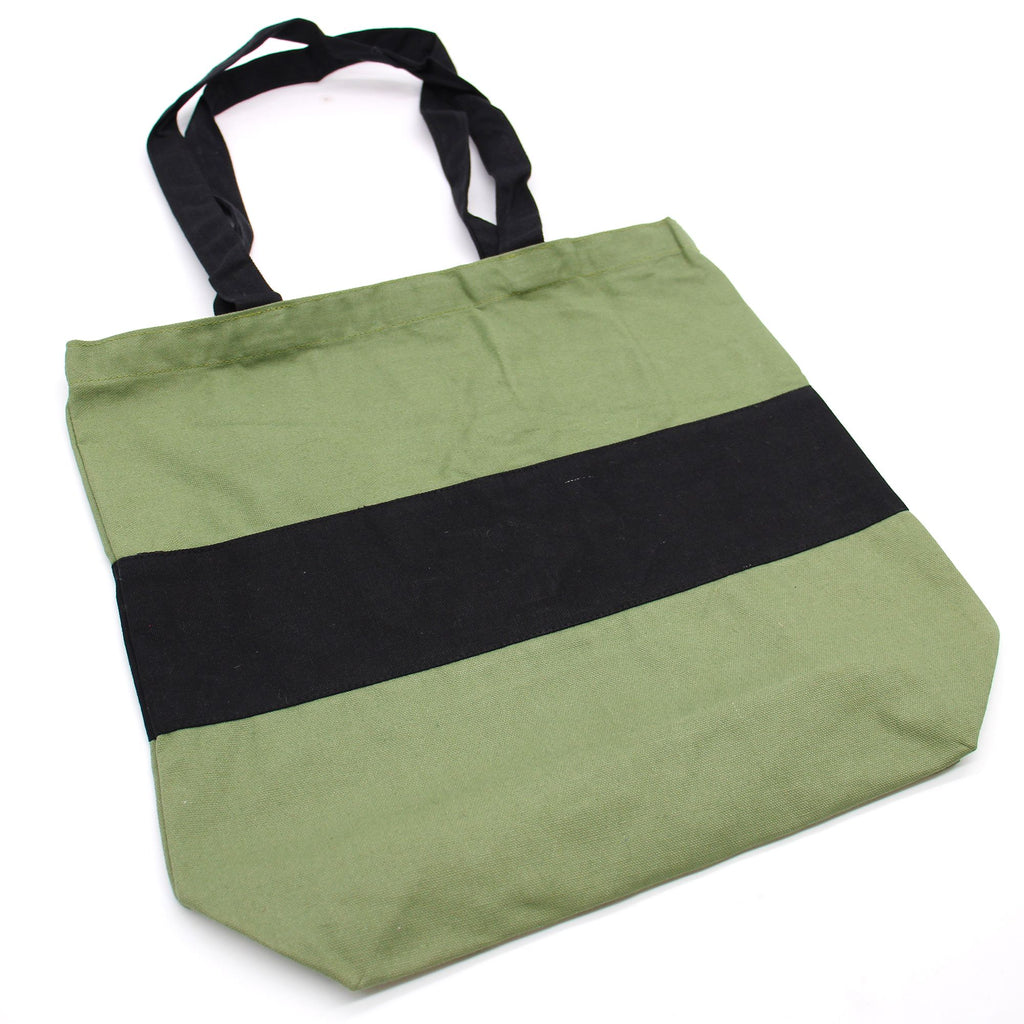 Two Tone Cotton Bag 38x42x12cm Green and Black – view 3