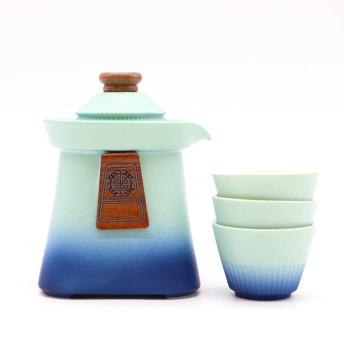 Temple Teapot Set with Three Cups - Blue Heaven – view 3