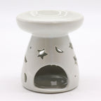 Large Classic White Oil Burner - Moon and Star