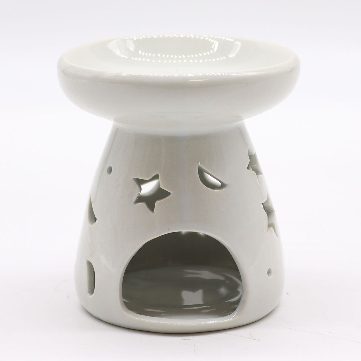 Large Classic White Oil Burner - Moon and Star