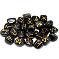 Black Agate Rune Set in Cotton Pouch