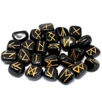 Black Agate Rune Set in Cotton Pouch