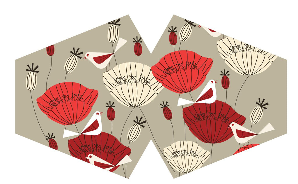 Reusable Fashion Face Covering - Oriental Poppies Print (Adult) – view 4