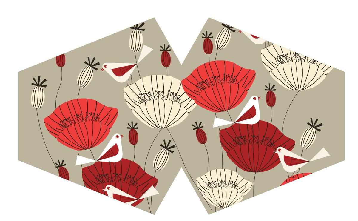 Reusable Fashion Face Covering - Oriental Poppies Print (Adult) – view 4