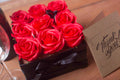 9 Red Soap Roses Square Gift Box