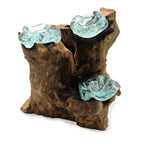 Molten Glass Triple Candle Holder on Wood – view 4