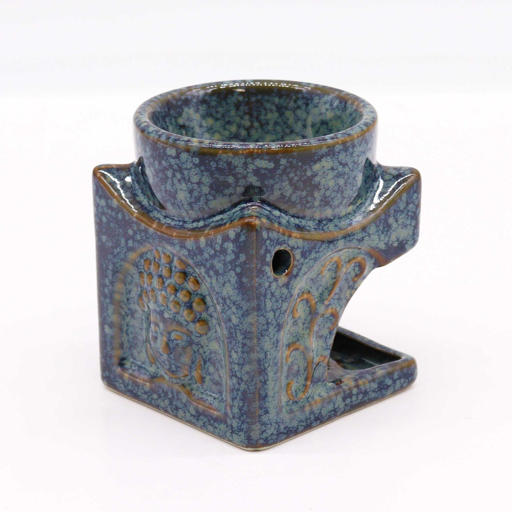 Square Buddha Ceramic Oil Burner - Dusty Blue
