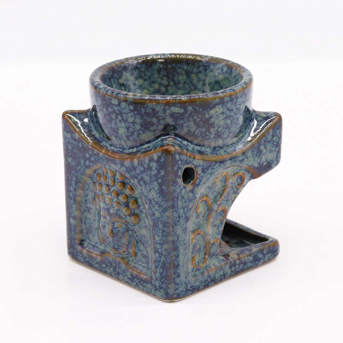Square Buddha Ceramic Oil Burner - Dusty Blue