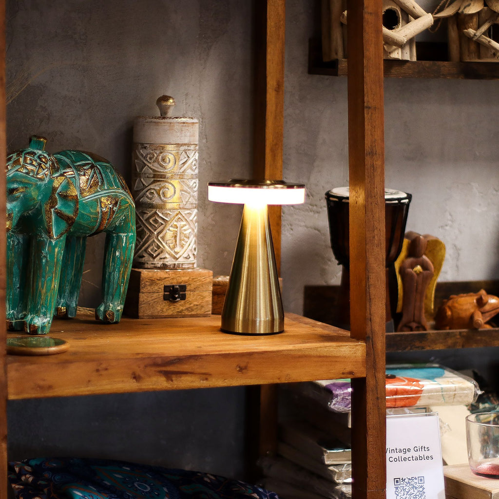 Touch Lamp, Tall Bronze and Gold Stem, USB-C Rechargeable – view 3