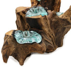 Molten Glass Five-Candle Holder on Wood – view 3