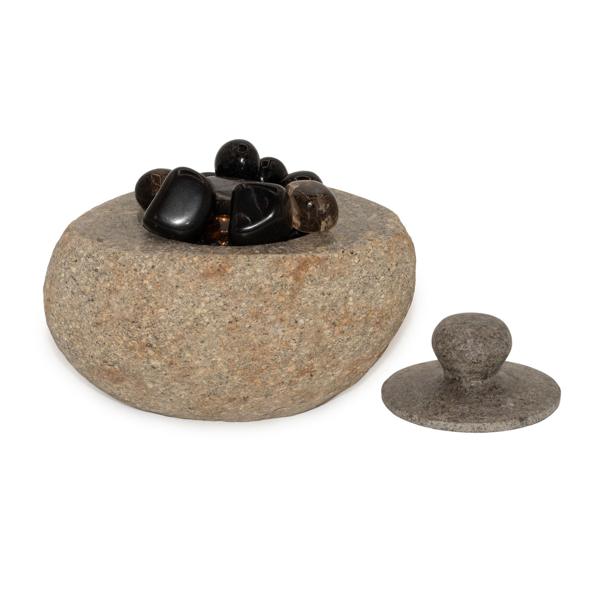 Natural Riverstone Grounding Pot - Large - approx 15x12cm – view 6