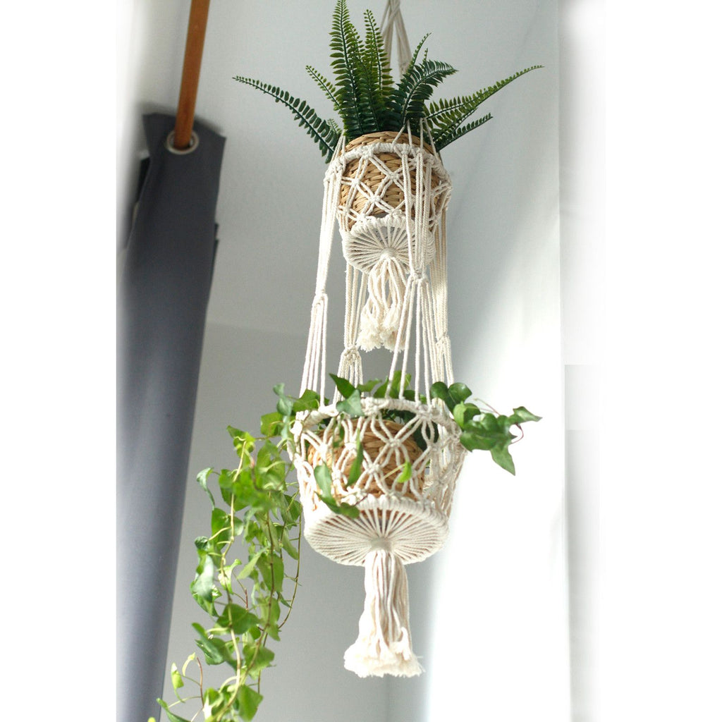 Double-Pot Macrame Plant Hanger, 100cm Long – view 9