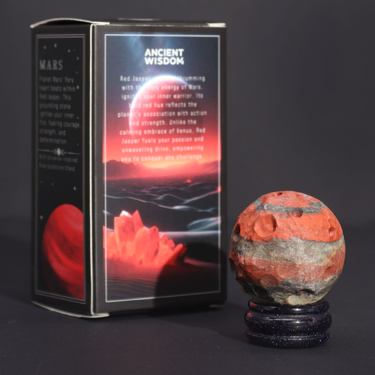 Red Jasper Planet on Goldstone Stand - 40mm – view 5