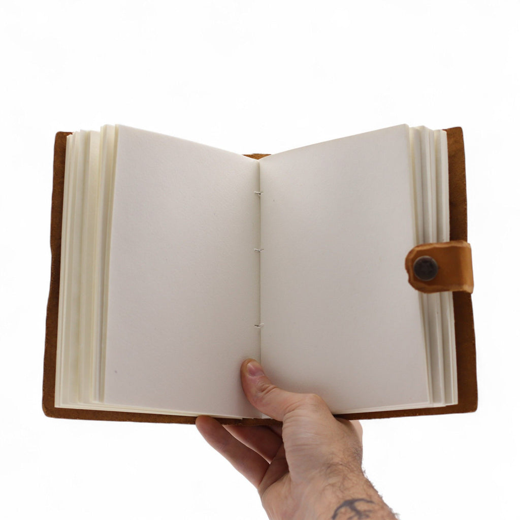 Leather Embossed Floral Notebook, Tan – 18x13.5 cm – view 5