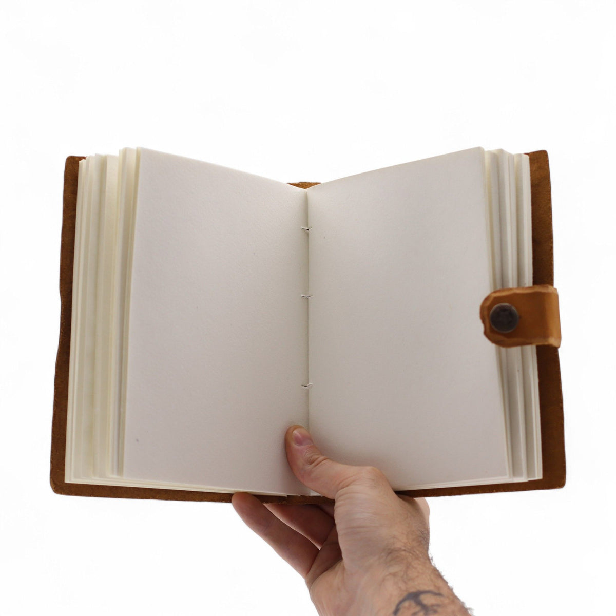 Leather Embossed Floral Notebook, Tan – 18x13.5 cm – view 5