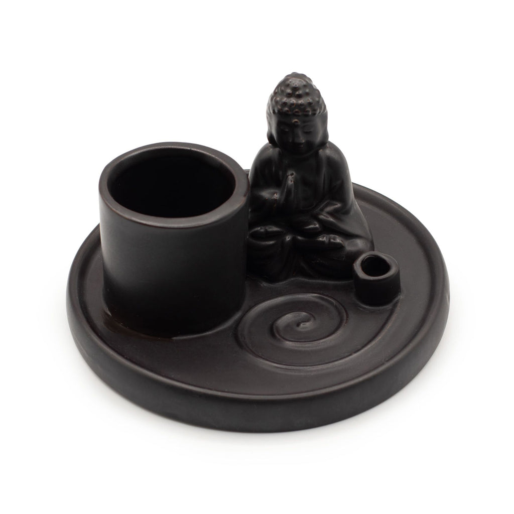 Ceramic Buddha Incense Plate - Matt Black – view 4
