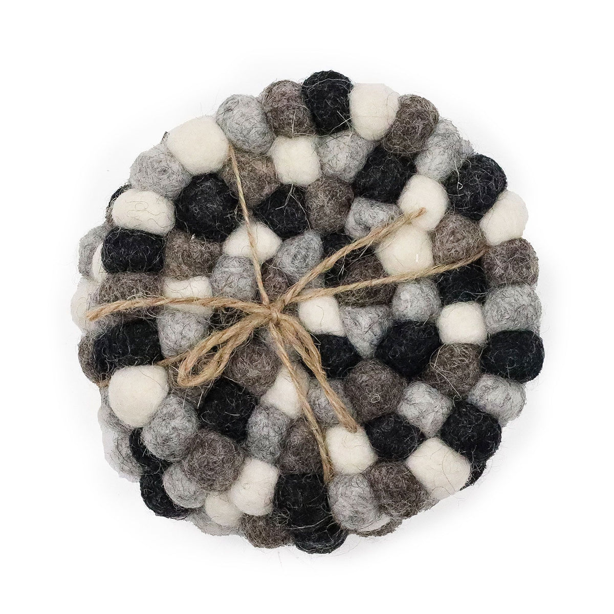 Felt Ball Round Coasters 10cm - Grey Multi (Set of 4) – view 3