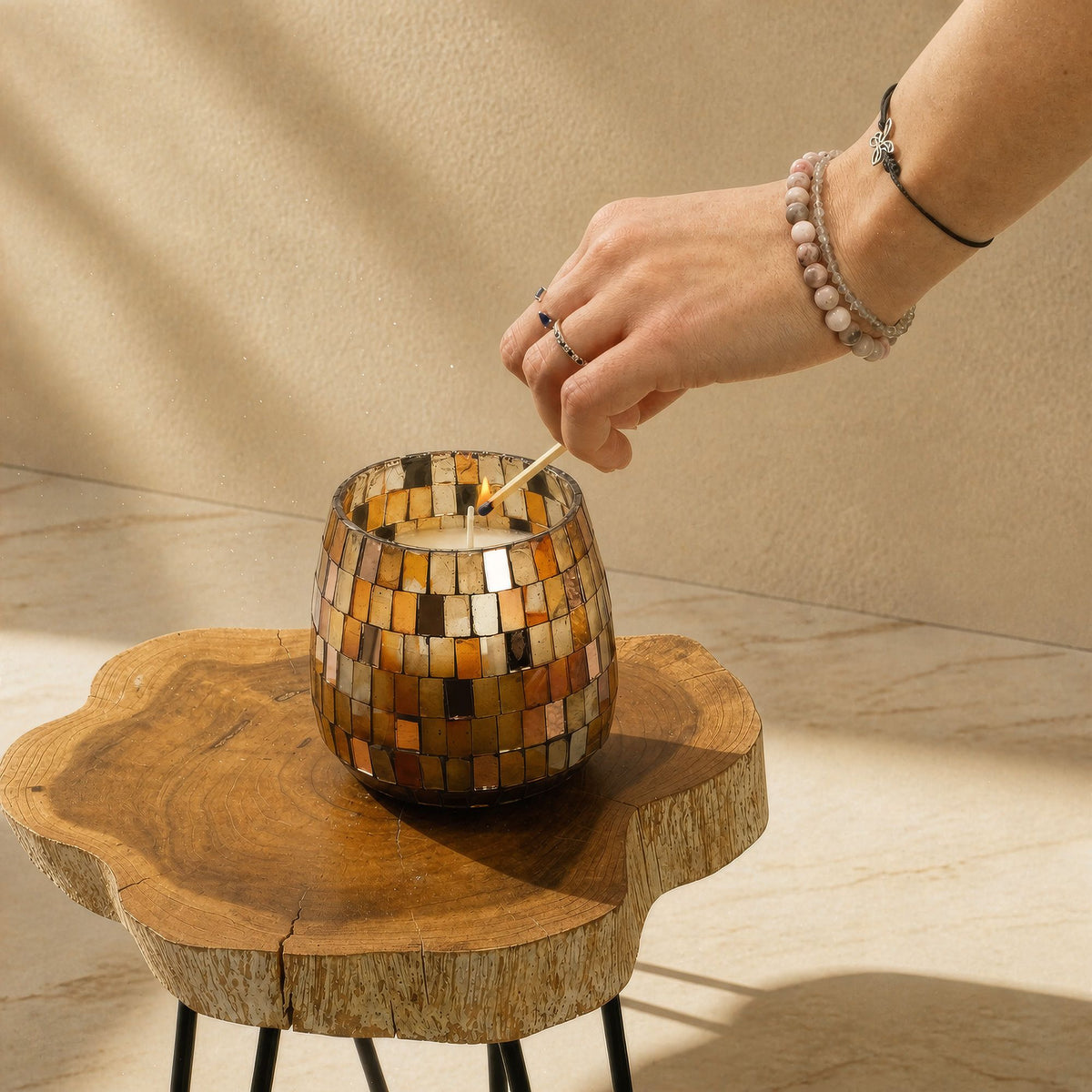 Medium Glass Jar Candle - Amber Mosaic – view 3