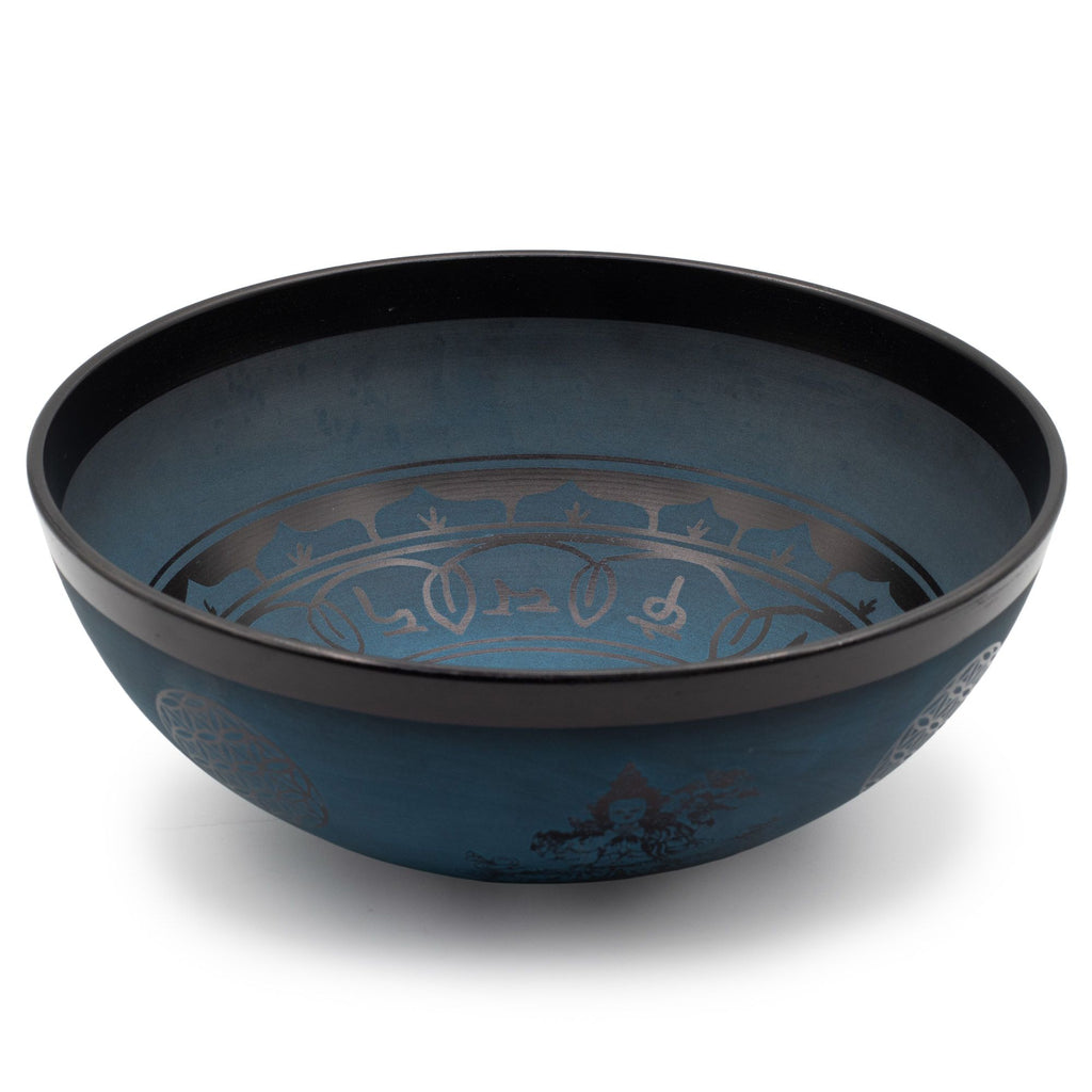 Large Aluminium Singing Bowl - Double Dorje Design, Blue (27cm) – view 3