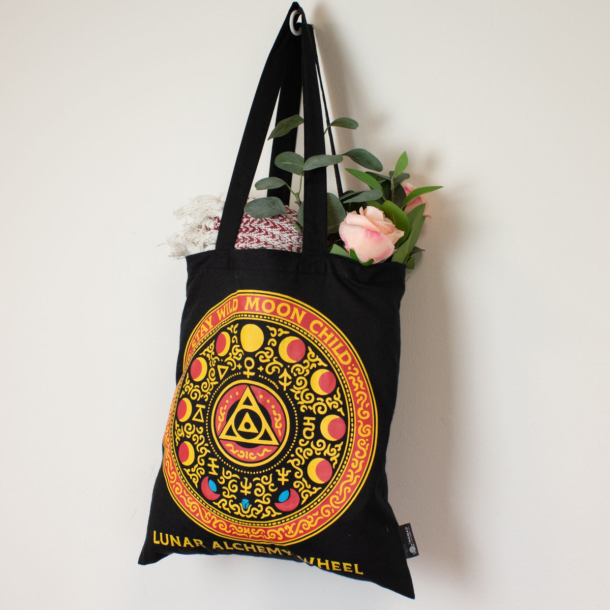 Luna Alchemy Wheel Cotton Tote Bag - Black – view 5