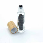 Black Tourmaline Roller Bottle with Wooden Cap, 5ml, 8.8cm