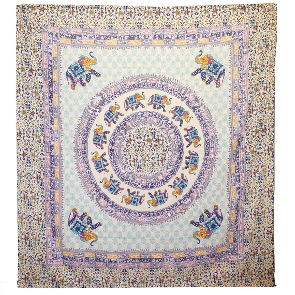 Elephant Mandala Wall Hanging - Turquoise/Blue/Cream