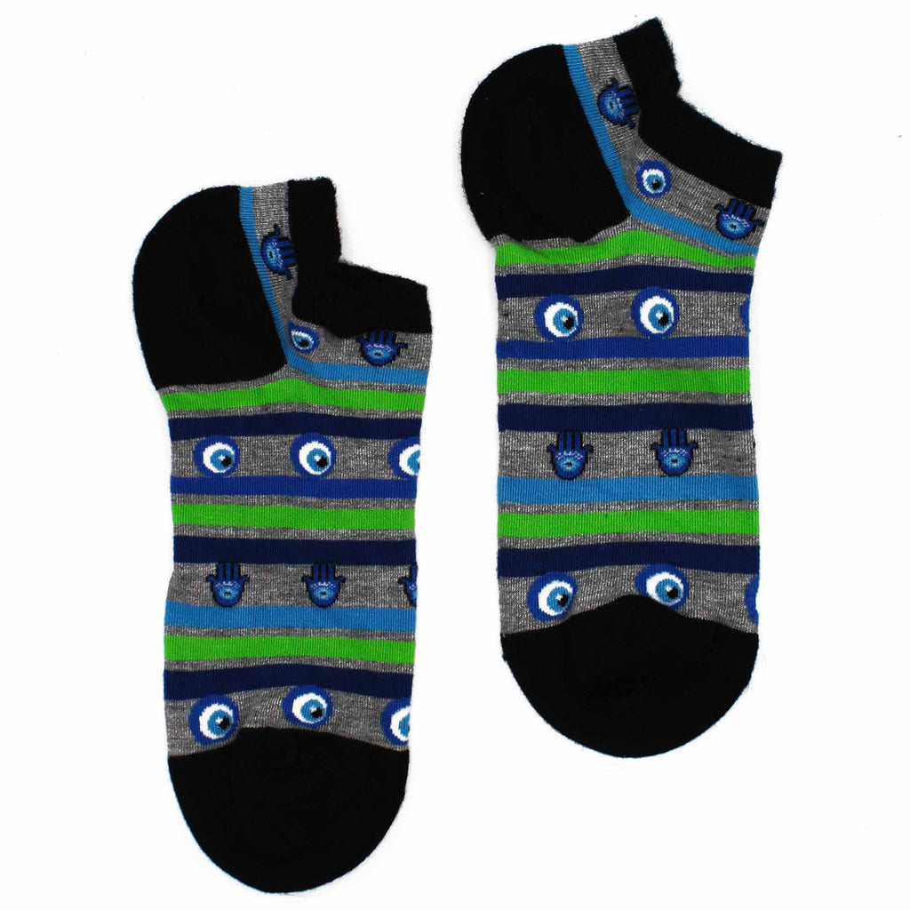 Hop Hare Bamboo Low Trainer Socks - Evil Eye & Hamsa