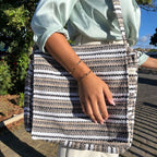 Soft Cotton Laptop Bag - Cream and Grey – view 3