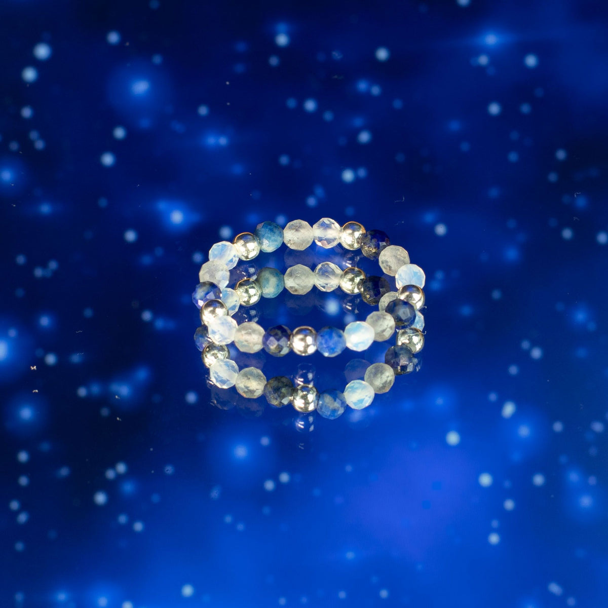 Nymph Gemstone Ring Set - Northern Lights Labradorite & Lapis – view 9