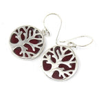 Tree of Life Silver Earrings 15mm, Coral Effect