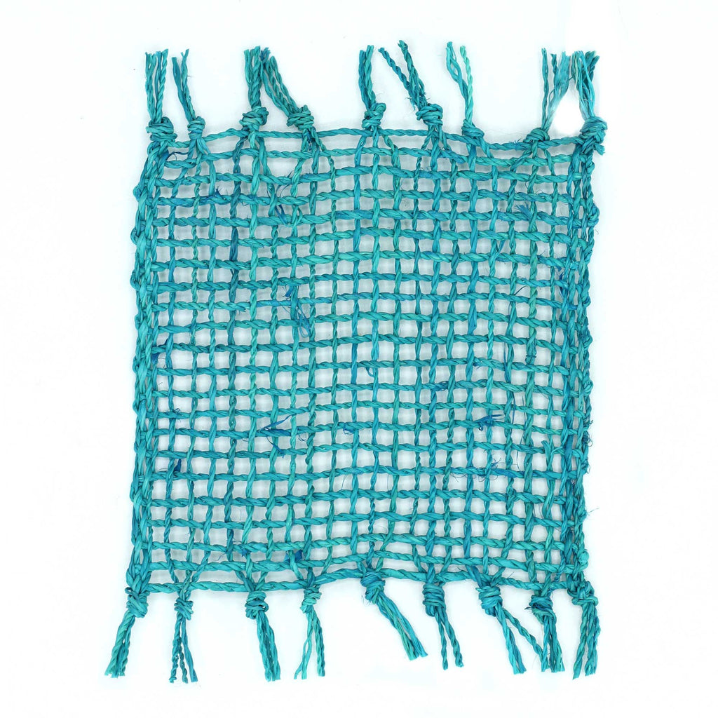 Set of 4 Seagrass Fringe Coasters - Turquoise