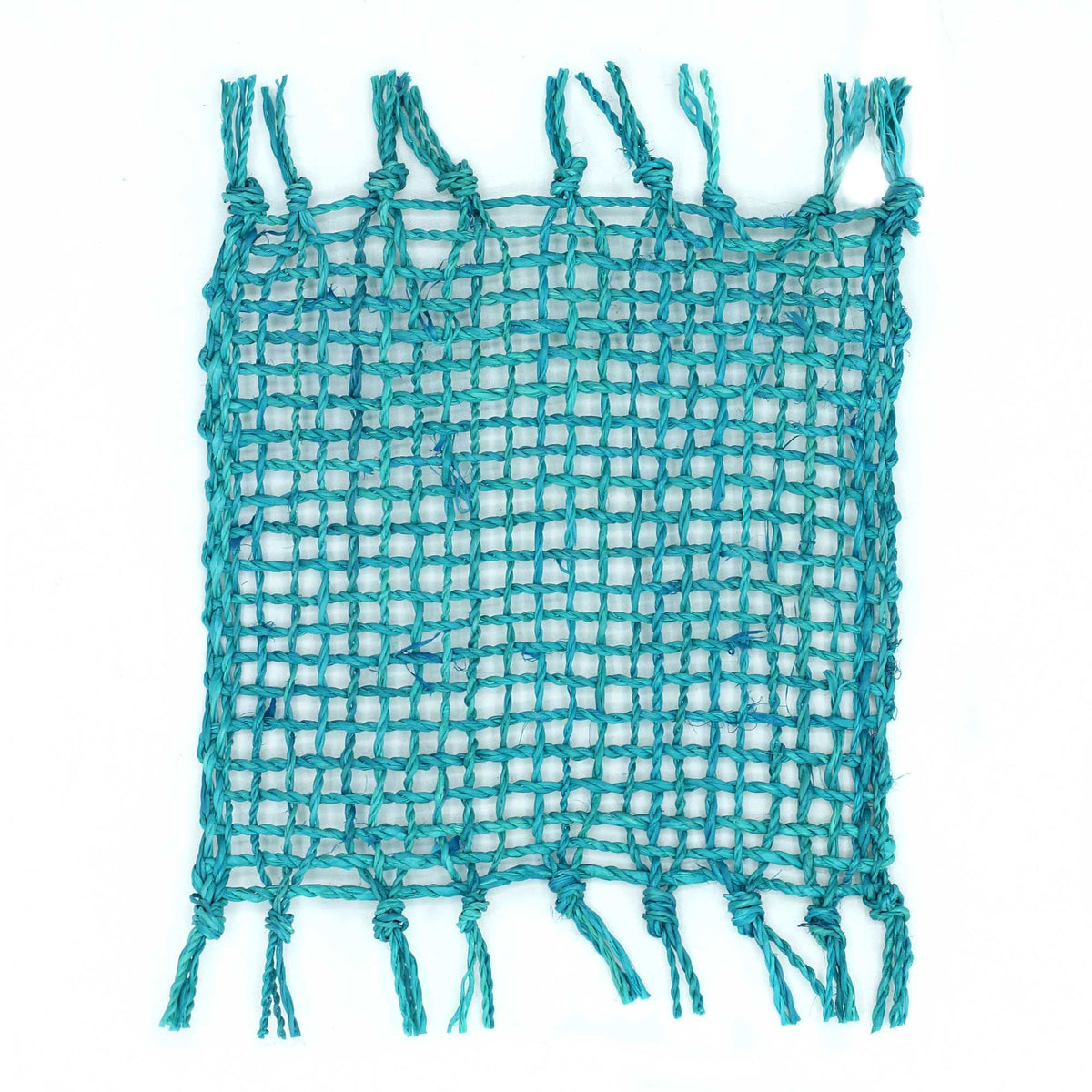 Set of 4 Seagrass Fringe Coasters - Turquoise