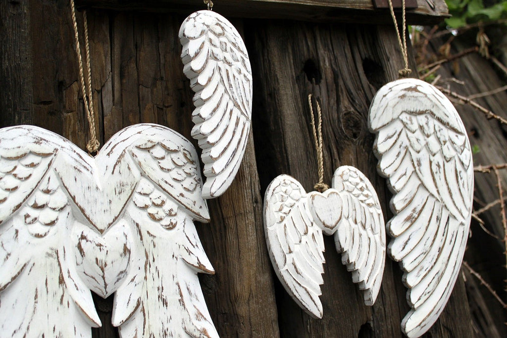Small Hand Carved Angel Wing Wall Decor, 18 cm – view 6