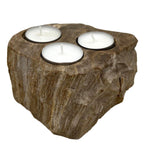 Petrified Wood Candle Holder - Triple Tealight – view 3