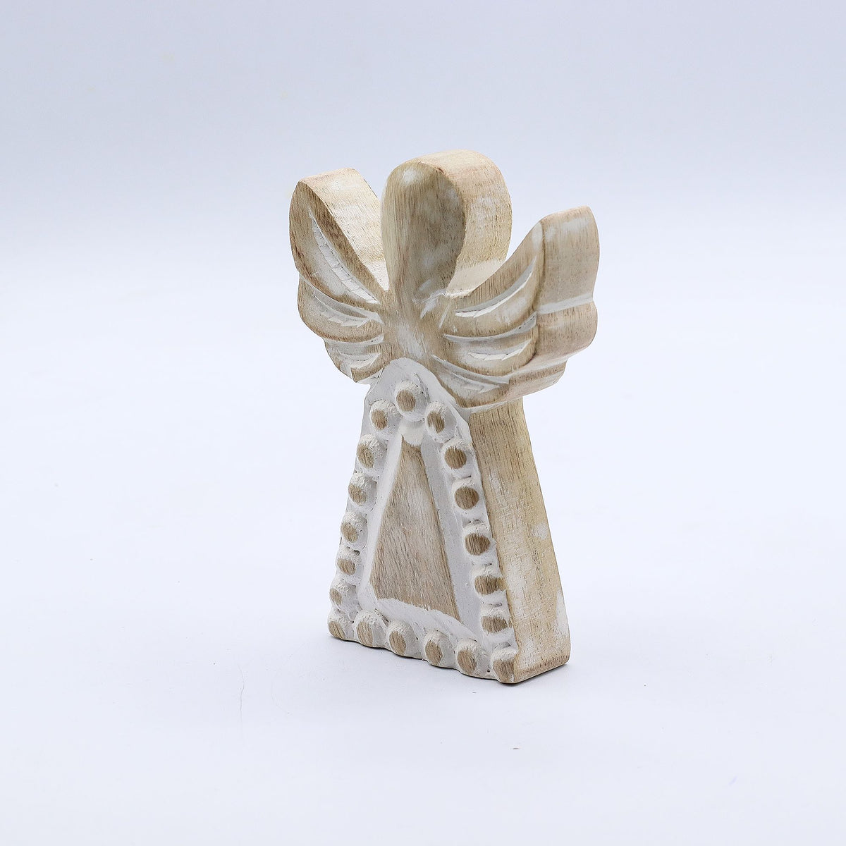 Small Mango Wood Angel - Whitewash Finish – view 5