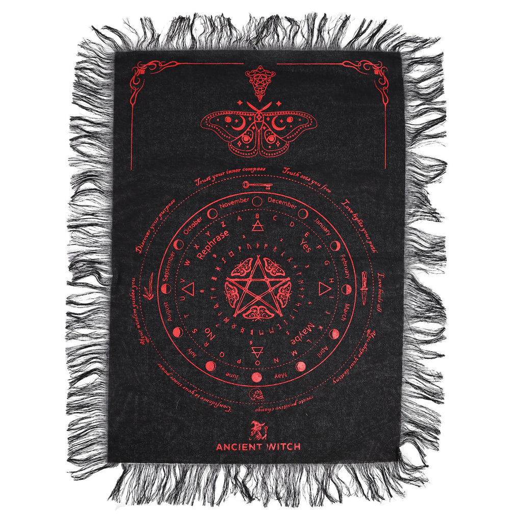Ancient Witch Mystic Moth Pendulum Cloth - Black & Blood Red – view 2