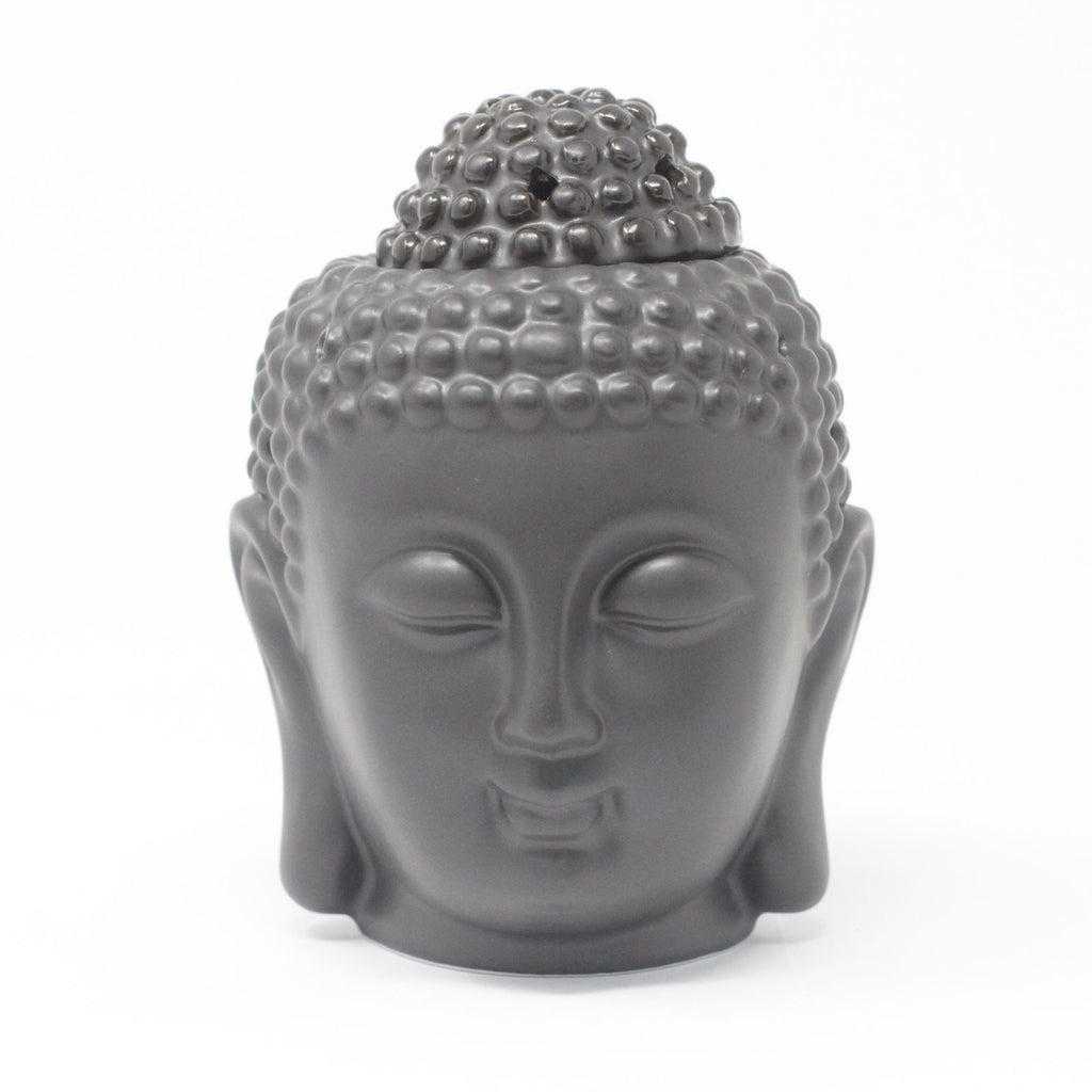 Buddha Head Ceramic Oil Burner - Black