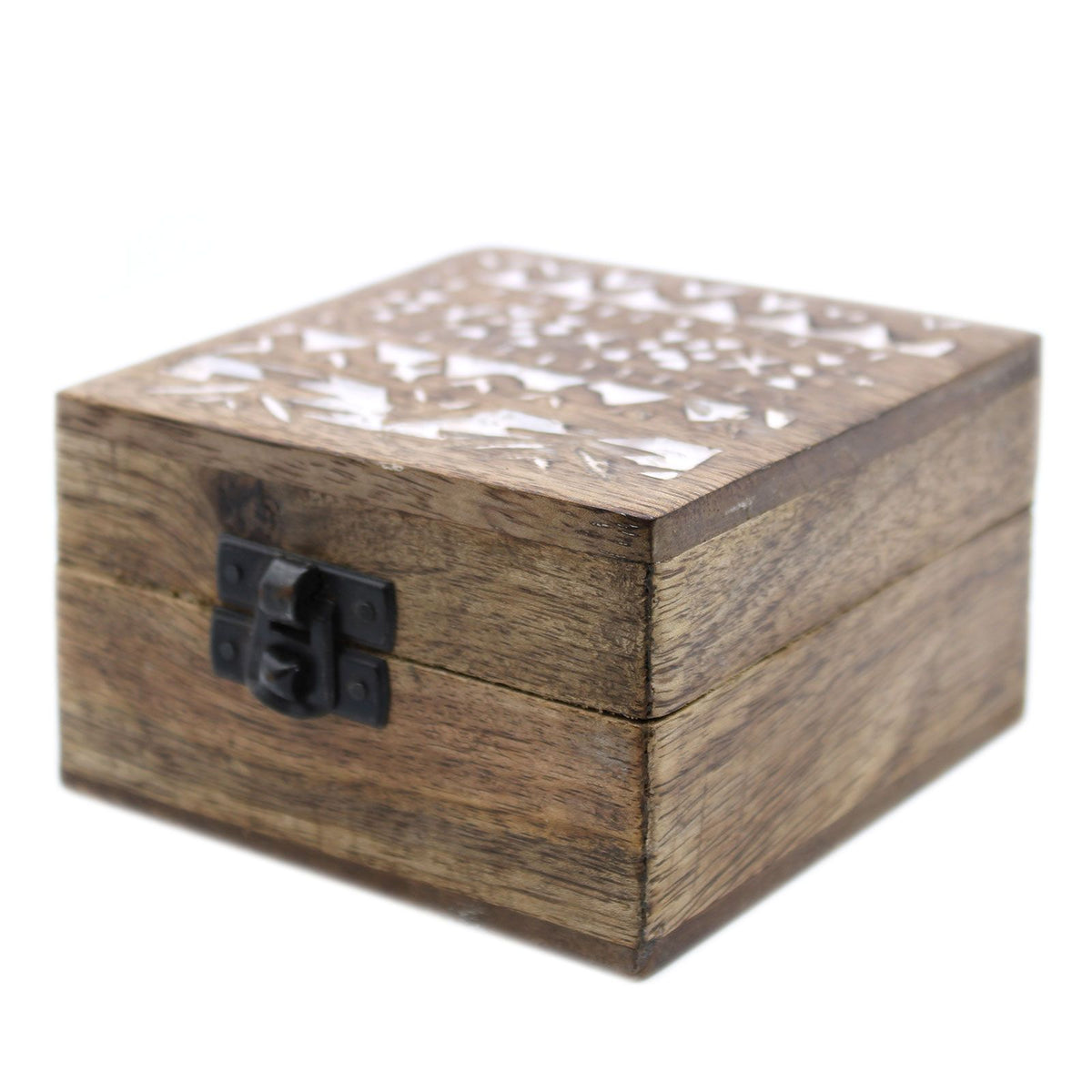 White Wash Mango Wood Box, Slavic Design, 10x10cm – view 7