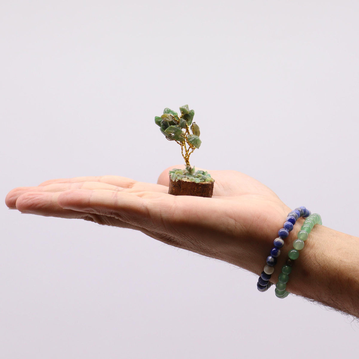 Green Aventurine Mini Gemstone Tree on Wood Base, 15 Stones – view 3