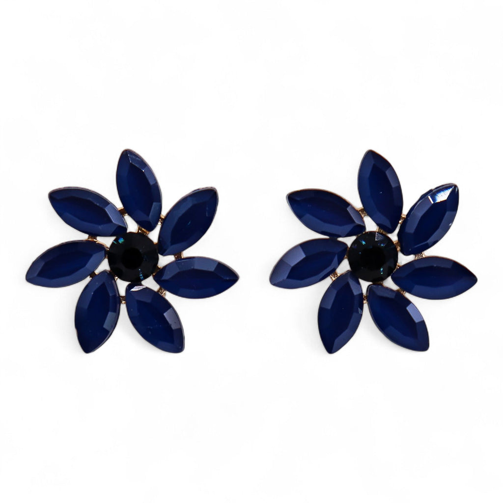 Nymph Royal Blue Flowers Vintage Glass Earrings – view 7