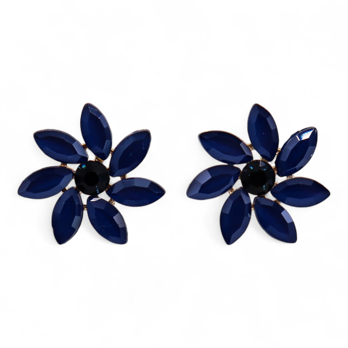 Nymph Royal Blue Flowers Vintage Glass Earrings – view 7
