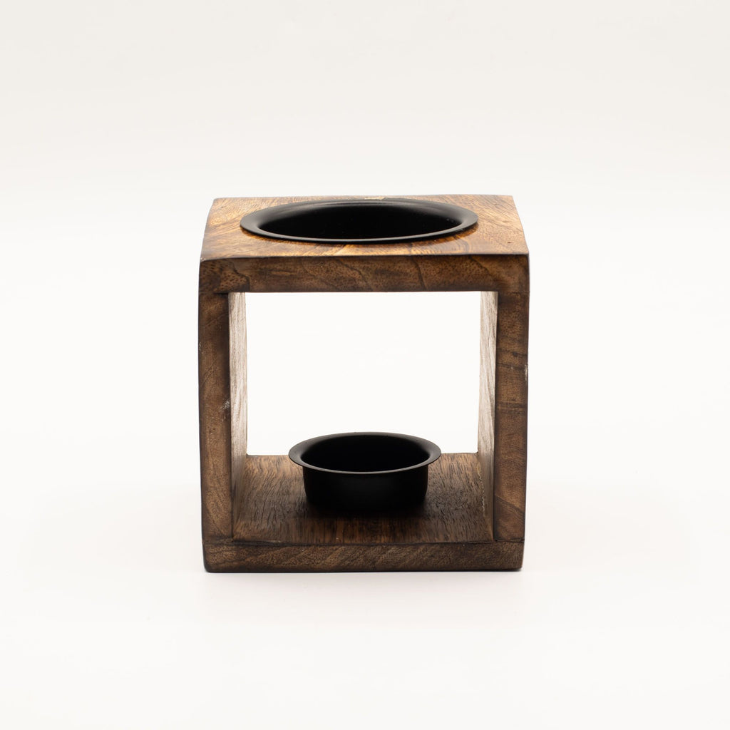 Square Mango Wood Oil Burner - Hamsa – view 3