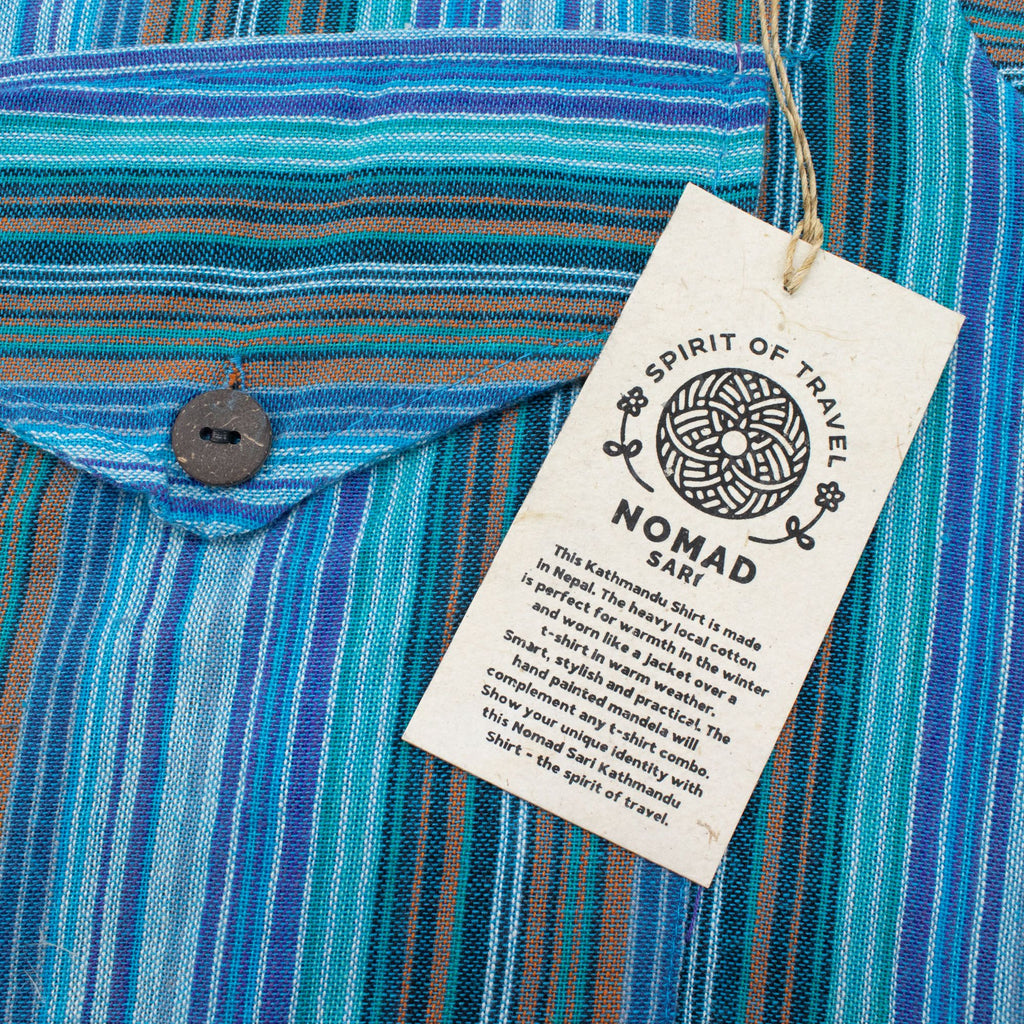 Nomad Sari Grandad Shirt - Turquoise - Large – view 11