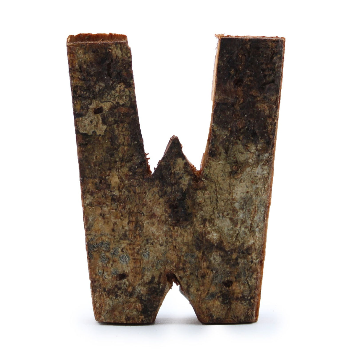Rustic Bark Letter W - 7cm