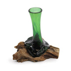Recycled Glass Flower Vase on Wood
