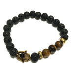 Lava Stone Bracelet with Hamsa Charm and Tiger's Eye